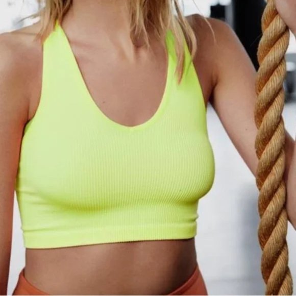 Free People Free Throw Crop Top Zesty Lime NWT Size Large - Picture 1 of 3